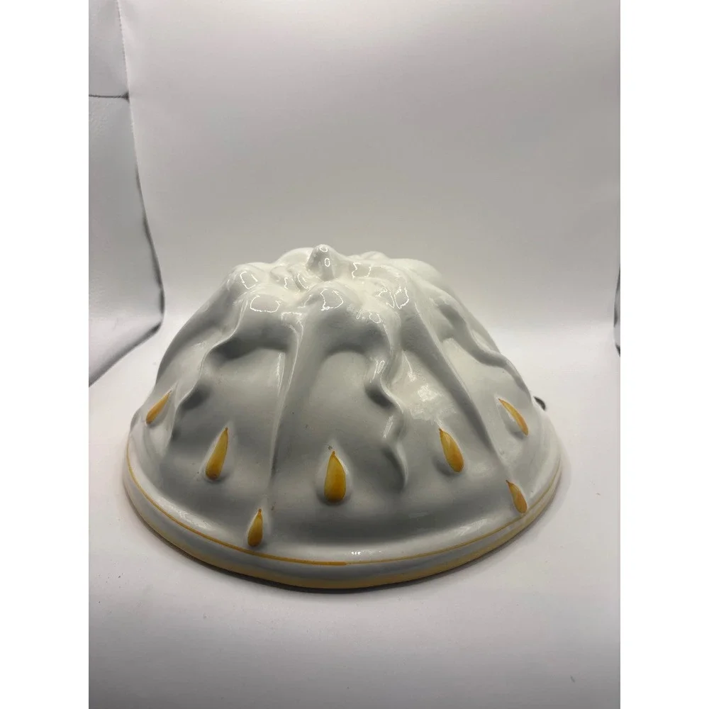 Vintage Ceramic Sun Face Mold Wall Hanging White Yellow Celestial Decor 8.5